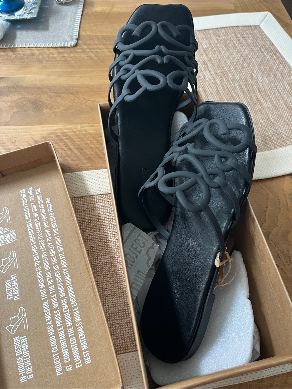 Women's Black Knotted Slide Mules